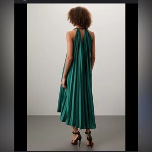 Green Pleated Halter Dress by Tome